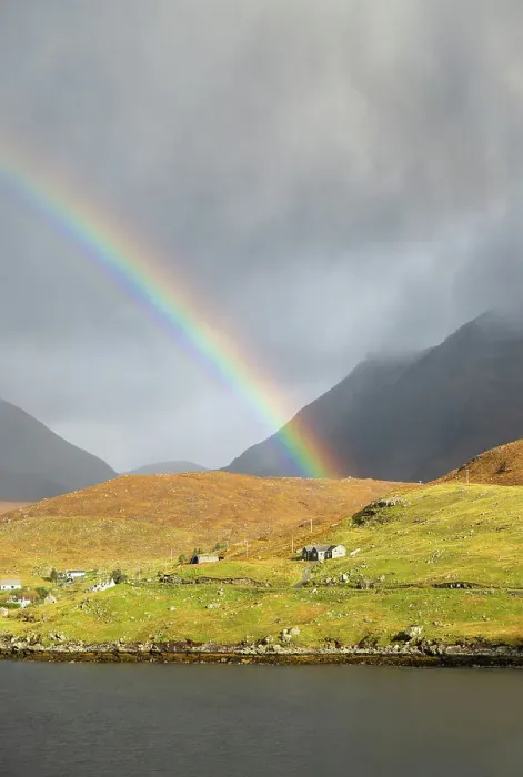 Framed Print : Rain and rainbow over Bunavoneader and North Harris mountains, Isle of Harris, Outer Hebrides, Scotland Framed Print : Rain and rainbow over Bunavoneader and North Harris mountains, Isle of Harris, Outer Hebrides, Scotland