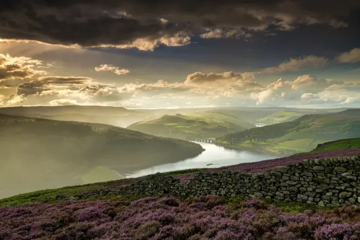 Framed Print : Rain Showers at Bamford Edge, Peak District National Park, Derbyshire, England