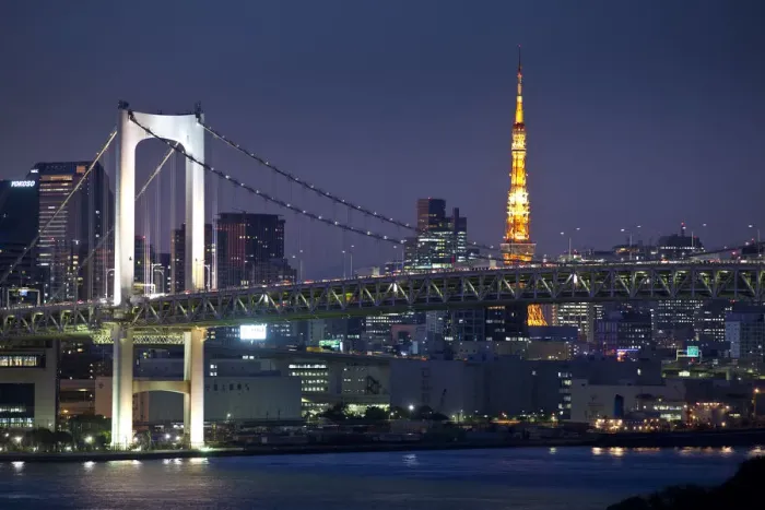 Framed Print : Rainbow bridge and Tokyo Bay from Odaiba, Tokyo, Japan Framed Print : Rainbow bridge and Tokyo Bay from Odaiba, Tokyo, Japan