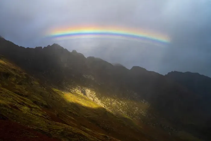 Framed Print : Rainbow over the Glencoe Valley, Highlands, Scotland