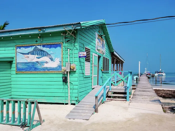 Framed Print : Rainbow Grill & Bar, Caye Caulker Village, Caye Caulker, Belize District, Belize
