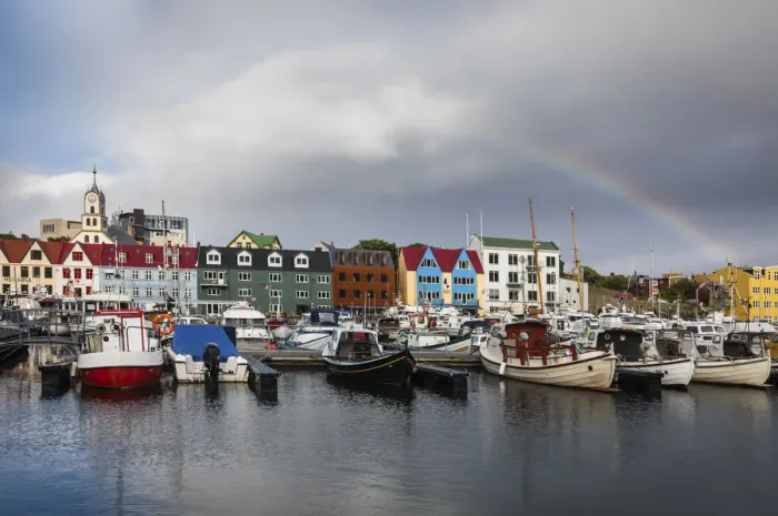 Framed Print : A rainbow above the harbour of Torshavn, the capital of the Faroe Islands. Streymoy, Faroe Islands Framed Print : A rainbow above the harbour of Torshavn, the capital of the Faroe Islands. Streymoy, Faroe Islands