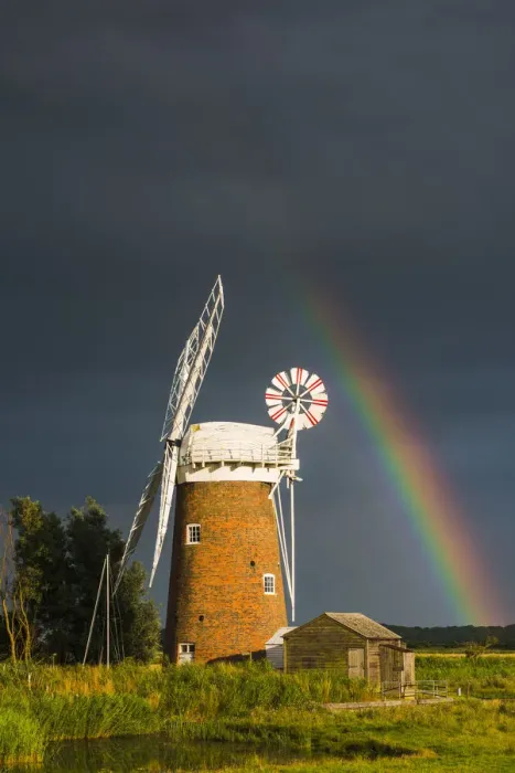 Framed Print : Rainbow over Horsey Mill, Norfolk Broads National Park, Norfolk, England Framed Print : Rainbow over Horsey Mill, Norfolk Broads National Park, Norfolk, England