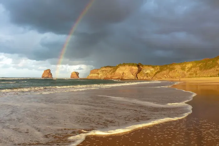 Framed Print : A rainbow above Les deux Jumeaux, Hendaye beach, Hendaye, Pyrenees-Atlantiques, Nouvelle Aquitaine, France Framed Print : A rainbow above Les deux Jumeaux, Hendaye beach, Hendaye, Pyrenees-Atlantiques, Nouvelle Aquitaine, France
