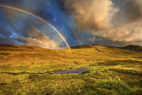 Rainbow over moorland - United Kingdom, Scotland, Sutherland, Durness