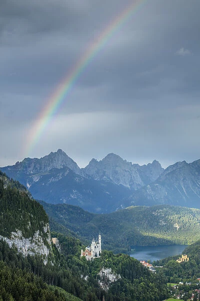 Rainbow over Neuschwanstein Castle, Schwangau, Bavaria, Germany