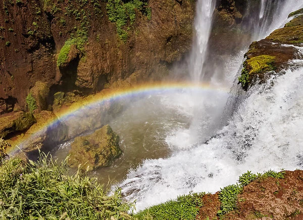 Rainbow over the Ouzoud Falls, waterfall located near the Middle Atlas village of