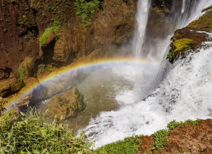 Framed Print : Rainbow over the Ouzoud Falls, waterfall located near the Middle Atlas village of Framed Print : Rainbow over the Ouzoud Falls, waterfall located near the Middle Atlas village of