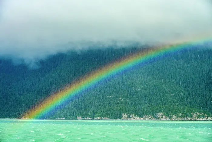 Framed Print : Rainbow, Skagway-Haines-Juneau ferry route. Chikoot Inlet, Alaska, USA