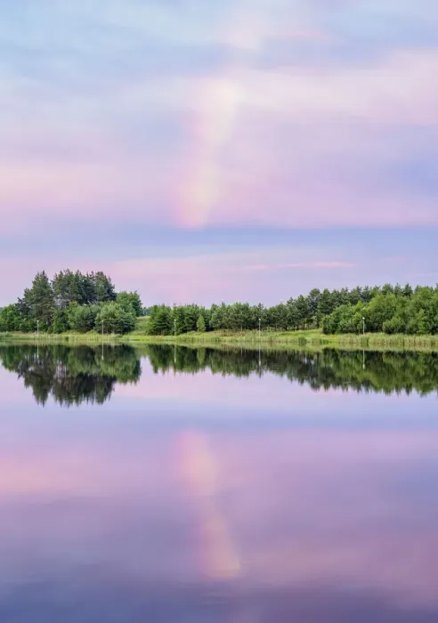 Framed Print : Rainbow over Wilkow Artificial Lake, Swietokrzyskie Voivodeship, Poland
