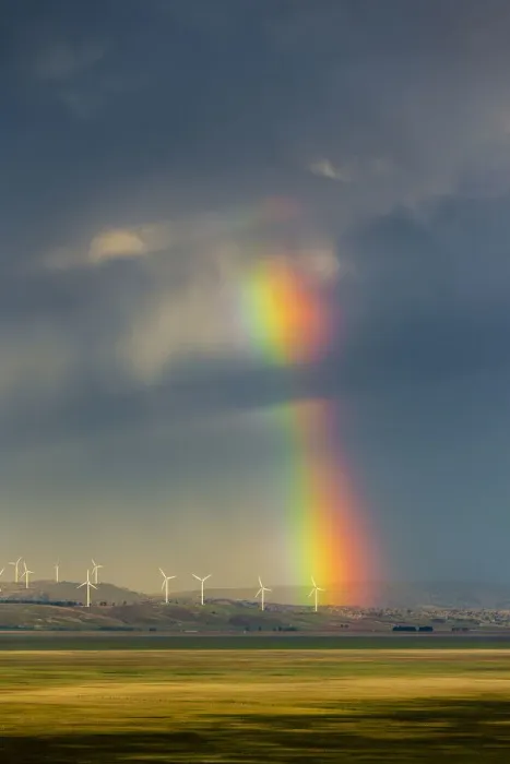 Framed Print : Rainbow over wind farm near Canberra, Australian Capital Territory, Australia Framed Print : Rainbow over wind farm near Canberra, Australian Capital Territory, Australia