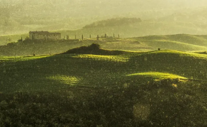 Framed Print : Rainy sunrise over the Siena countryside in spring, Crete Senesi, Tuscany, Italy Framed Print : Rainy sunrise over the Siena countryside in spring, Crete Senesi, Tuscany, Italy