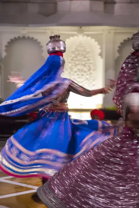 Framed Print : Rajasthani dancers, Taj Lake Palace, Lake Pichola, Udaipur, Rajasthan, India