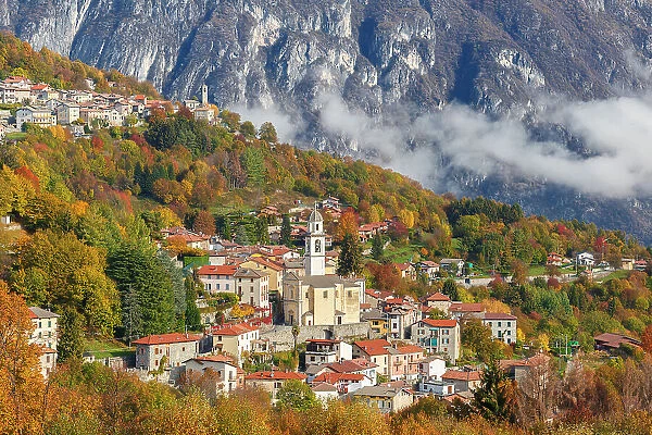Ramponio Verna village in a autumn time. Intelvi valley (val d'Intelvi), Como province, Lombardy, Italy