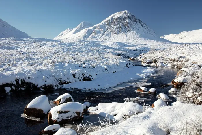 Framed Print : Rannoch Moor and Buachaille Etive Mor covered in snow, Highand, Scotland Framed Print : Rannoch Moor and Buachaille Etive Mor covered in snow, Highand, Scotland