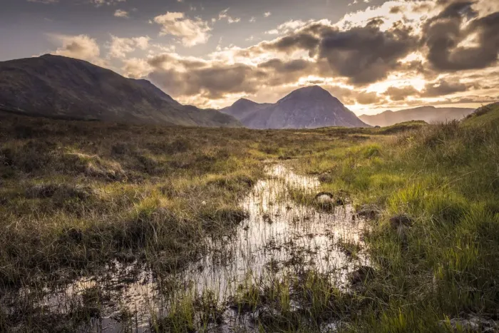 Framed Print : Rannoch Moor in the evening light with Stob Deag (1, 021 m), Highlands, Scotland Framed Print : Rannoch Moor in the evening light with Stob Deag (1, 021 m), Highlands, Scotland