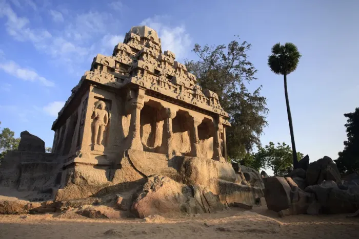 Framed Print : The Five Rathas, Mamallapuram (UNESCO World Heritage Site), Tamil Nadu, India
