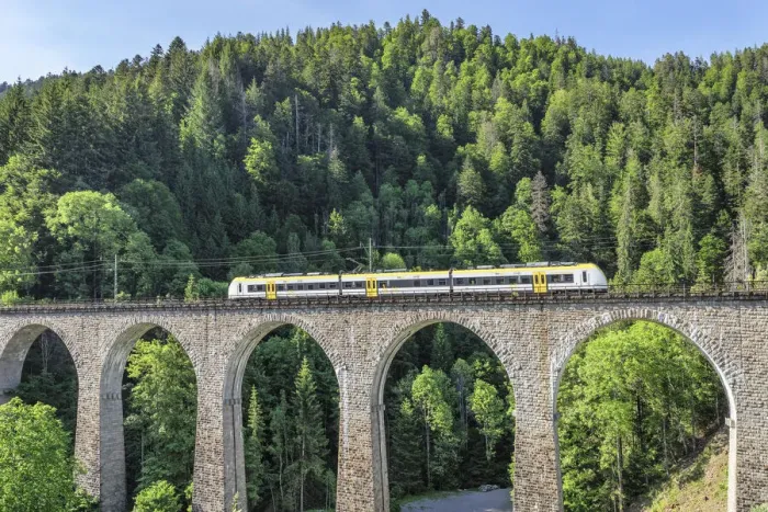 Framed Print : Ravenna Bridge, Viaduct of Hollentalbahn train, Breitnau, Hollental Valley, Black Forest, Baden-Wurttemberg, Germany