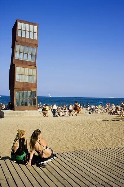 Rebecca Horns sculpture, The Wounded Star, (LÂÂ«Estel Ferit) on Barceloneta Beach. Barcelona. Spain