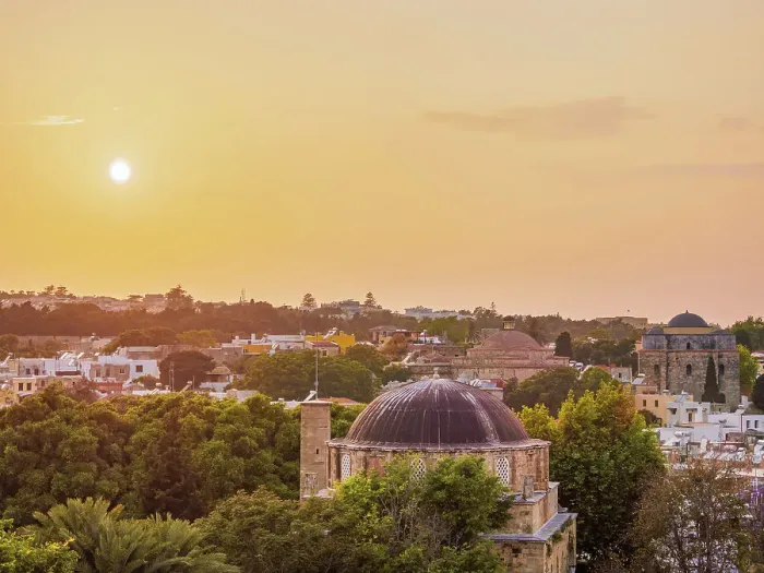 Framed Print : Recep Pasha Mosque and Medieval Old Town at sunset, Rhodes City, Rhodes Island, Dodecanese, Greece Framed Print : Recep Pasha Mosque and Medieval Old Town at sunset, Rhodes City, Rhodes Island, Dodecanese, Greece