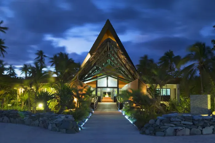 Framed Print : Reception of Mana Island Resort at dusk, Mana Island, Mamanuca Islands, Fiji (PR) Framed Print : Reception of Mana Island Resort at dusk, Mana Island, Mamanuca Islands, Fiji (PR)