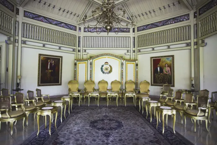 Framed Print : Reception room of Puri Mangkunegaran (palace of the second house of Solo), Solo, Java Framed Print : Reception room of Puri Mangkunegaran (palace of the second house of Solo), Solo, Java