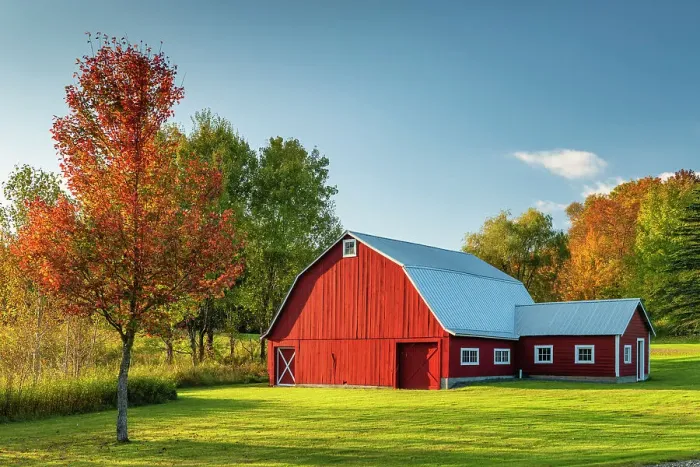 Framed Print : Red Barn in Autumn, Vermont, New England, USA Framed Print : Red Barn in Autumn, Vermont, New England, USA
