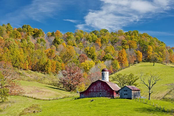 Red Barn in Autumn, Virginia, USA