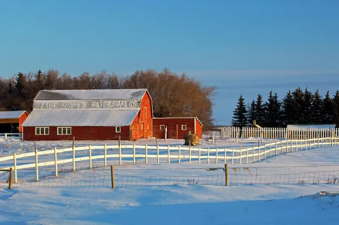 Framed Print : Red barn and white fence Whitewood, Saskatchewan, Canada