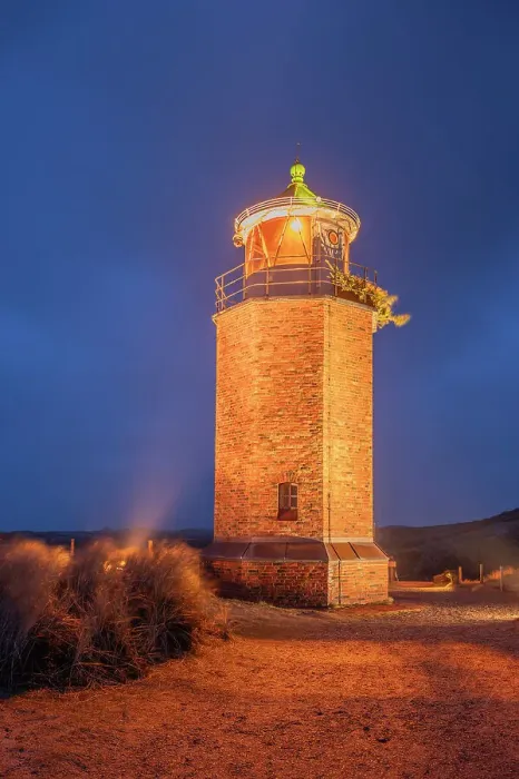 Framed Print : Red Cliff lighthouse at Kampen at dusk, Sylt Island, North Frisian Islands, Schleswig Holstein, Germany Framed Print : Red Cliff lighthouse at Kampen at dusk, Sylt Island, North Frisian Islands, Schleswig Holstein, Germany