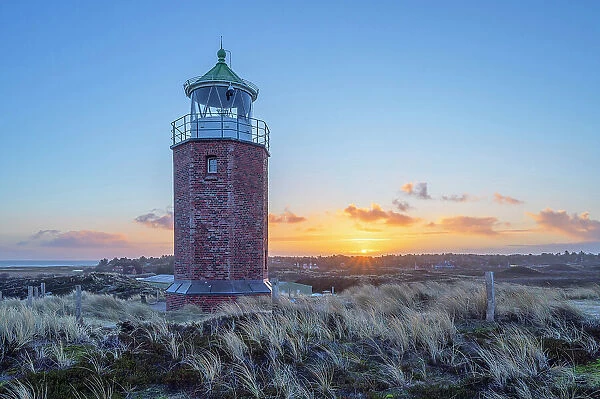 Red Cliff lighthouse at Kampen at sunrise, Sylt Island, North Frisian Islands, Schleswig Holstein, Germany