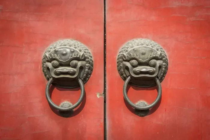 Framed Print : Red doors, Jade Buddha Temple, Shanghai, China