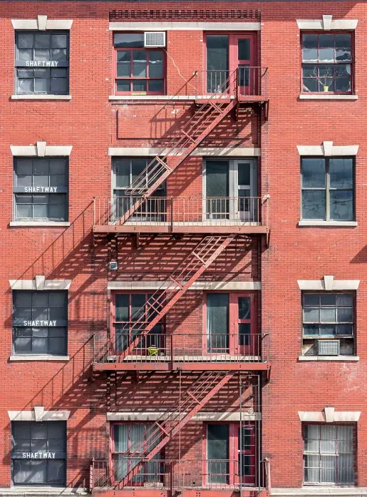 Framed Print : Red fire escape on red brick building, Soho, Manhattan, New York City, New York, USA Framed Print : Red fire escape on red brick building, Soho, Manhattan, New York City, New York, USA