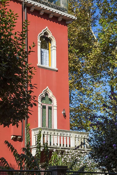 Red house with balcony, Sant Elena, Venice, Italy