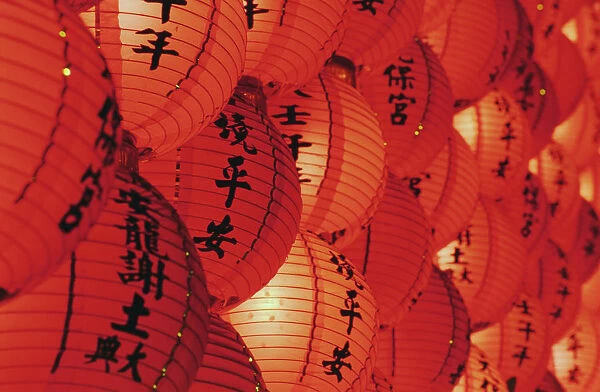 Red lanterns at temple, Taichung, Taiwan