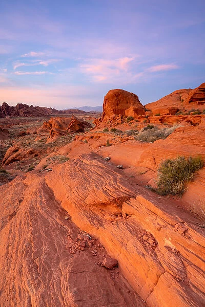 Red rocks at White Domes area at sunset, Valley of Fire State Park, Nevada