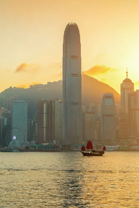 Framed Print : A Red Sail Junk in Hong Kong Harbour, Hong Kong, China Framed Print : A Red Sail Junk in Hong Kong Harbour, Hong Kong, China