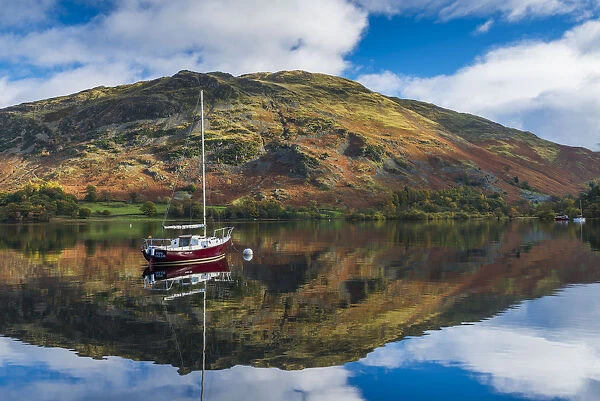 Red Sailboat on Ullswater, Lake District National Park, Cumbria, England