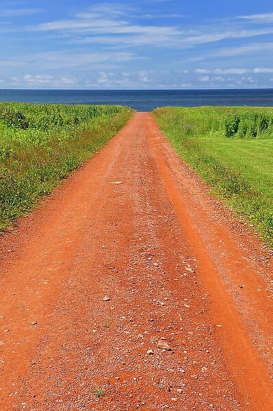 Red soil of gravel road Prince Edward Island, Canada