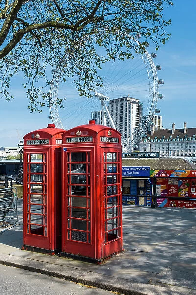 Red telephone box, Embankment, London, England, UK