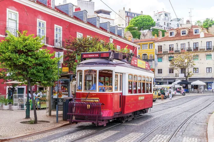 Framed Print : Red Tramin the Streets of Lisbon Lisbon, Portugal Framed Print : Red Tramin the Streets of Lisbon Lisbon, Portugal