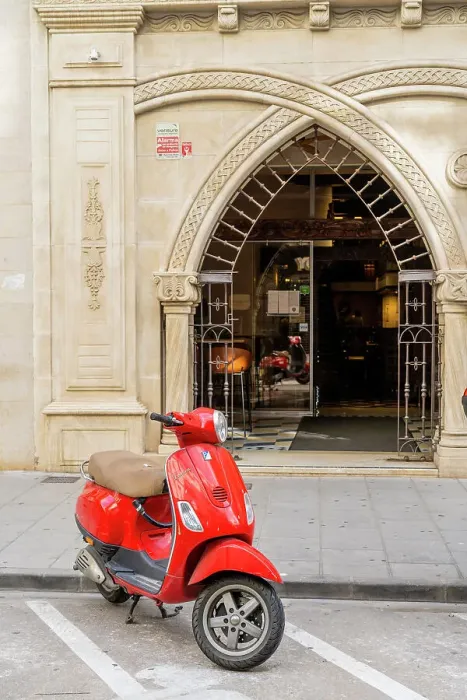 Framed Print : Red Vespa in Valencia, Spain Framed Print : Red Vespa in Valencia, Spain
