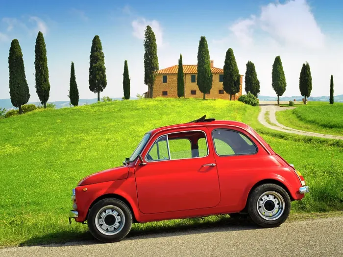 Framed Print : Red Vintage Fiat 500, (1969) Pienza, Val D'Orcia, Tuscany, UNESCO World Heritage Site, Italy Framed Print : Red Vintage Fiat 500, (1969) Pienza, Val D'Orcia, Tuscany, UNESCO World Heritage Site, Italy