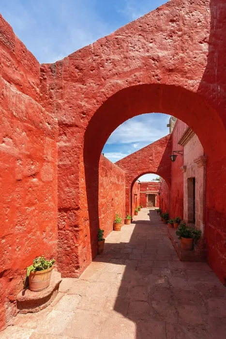 Framed Print : Red walkway at Monastery of Santa Catalina de Siena, UNESCO, Arequipa, Arequipa Province, Arequipa Region, Peru