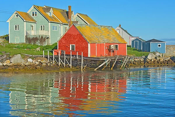 Reflection in fishing village of Peggy's Cove, Peggy's Cove, Nova Scotia, Canada