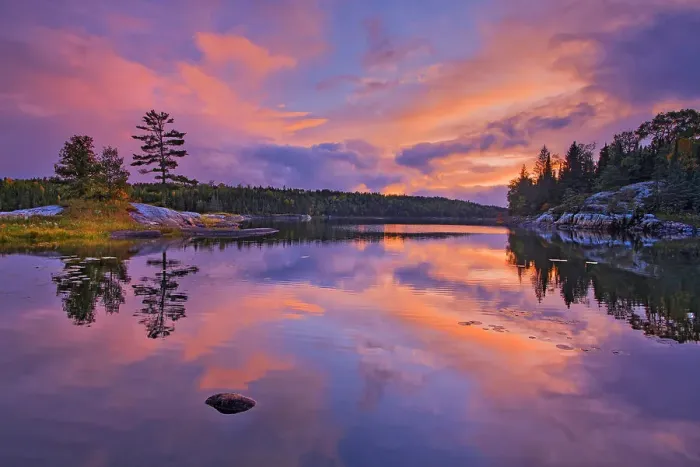 Framed Print : Reflection in Middle Lake at dusk Kenora, Ontario, Canada Framed Print : Reflection in Middle Lake at dusk Kenora, Ontario, Canada
