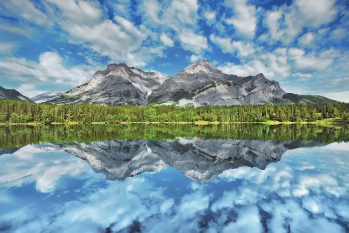 Framed Print : reflection of Mount Kidd in Wedge Pond - Canada, Alberta, Kananaskis Country Framed Print : reflection of Mount Kidd in Wedge Pond - Canada, Alberta, Kananaskis Country
