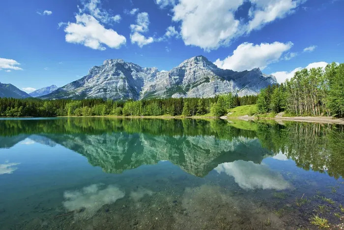 Framed Print : Reflection of Wedge Pond and Mt. Kidd, Canadian Rocky Mountains, Kananaskis Country, Alberta, Canada Framed Print : Reflection of Wedge Pond and Mt. Kidd, Canadian Rocky Mountains, Kananaskis Country, Alberta, Canada