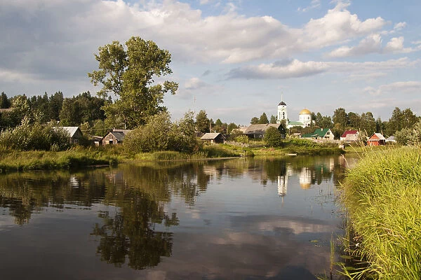 Reflections in river Sominka, Leningrad region, Russia