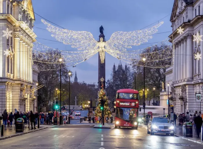 Framed Print : Regent Street with Christmas Illuminations at twilight, London, England, United Kingdom Framed Print : Regent Street with Christmas Illuminations at twilight, London, England, United Kingdom
